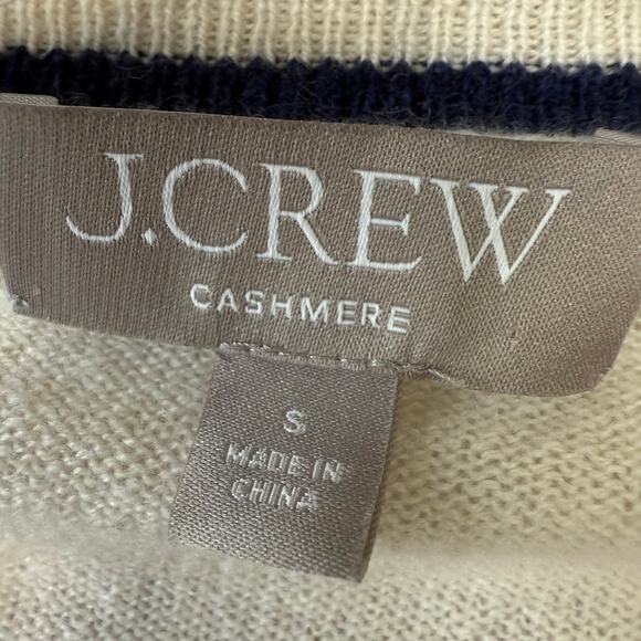J. Crew Cashmere Oversized Striped Gold button cutout Cardigan size S - Picture 3 of 8